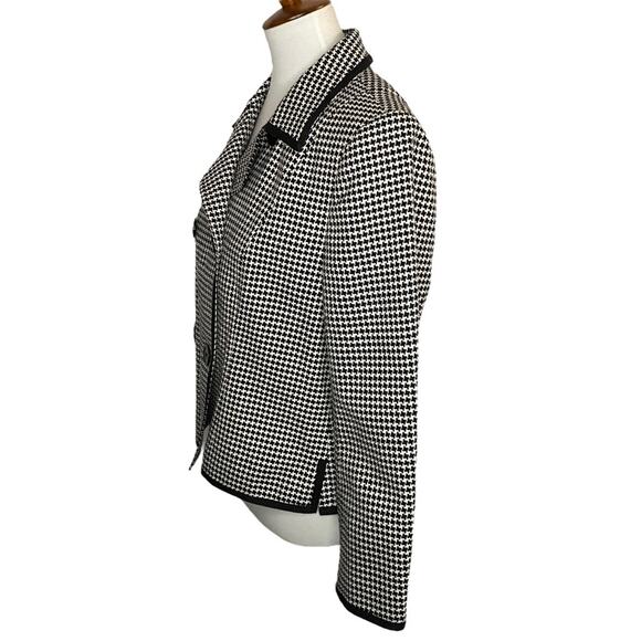 Vintage Talbots Houndstooth Plaid Blazer Black Wool Jacket 12P Preppy Academia - Picture 10 of 15